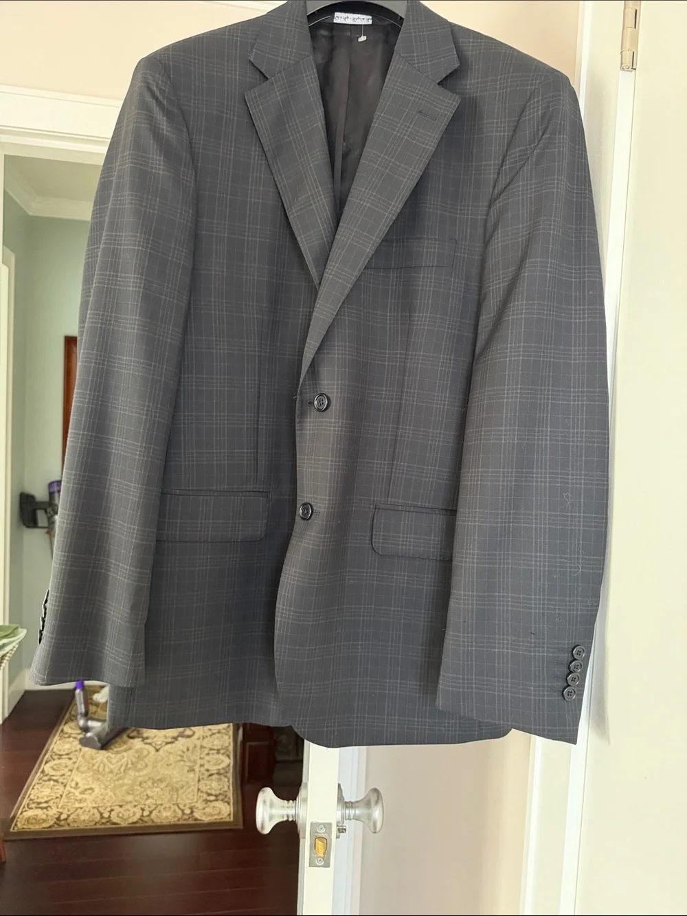 Zegna traveller Men's navy Windowpane Two-Button Blazer size 40